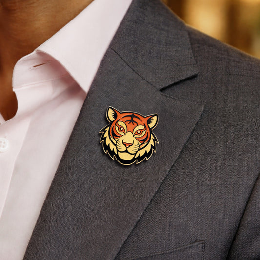 Royal Tiger Emblem Enamelled Badge | Pin-free Magnetic Fastener