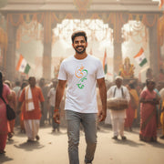 Om Ganesh Tricolour | Round Neck Unisex T-Shirt | Pure Cotton Luv My India Fashion | Ganesh Chaturthi Spiritual T-Shirt