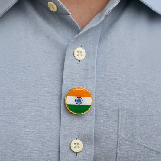 Tiranga Button Badge | Luv My India Patriotic Badge | 2x2 CM Badge For Men And Women | Pack of 5