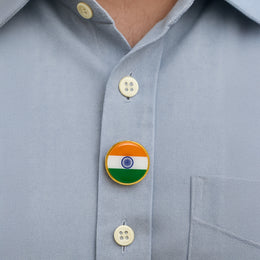 Tiranga Button Badge | Luv My India Patriotic Badge | 2x2 CM Badge For Men And Women | Pack of 5