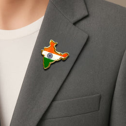 India Map Badge | Luv My India Patriotic Lapel Pin Badge | 3x3 CM Badge For Men And Women | Pack of 5