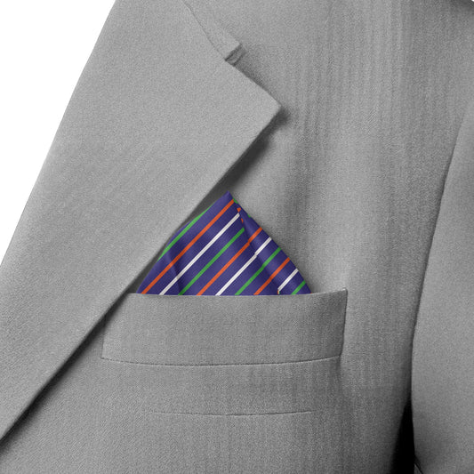 Tiranga Lines and Hearts | Luv My India Bemberg Vegan Silk Blue Pocket Square | Digital Print Black 33x33 CM Patriotic Premium Pocket Square