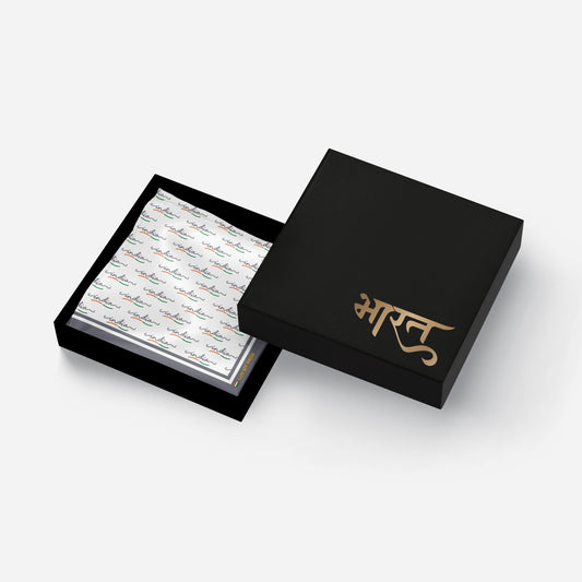 India | Luv My India Bemberg Vegan Silk Pocket Square | Digital Print Black 33x33 CM Patriotic Premium Pocket Square