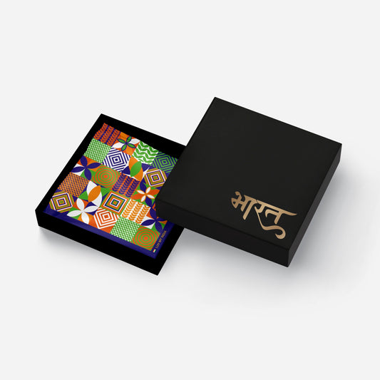 Vibrant India | Luv My India Bemberg Vegan Silk Pocket Square | Digital Print 33x33 CM Patriotic Premium Pocket Square