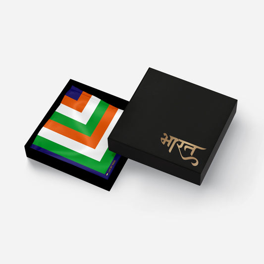 Tricolour Square | Luv My India Bemberg Vegan Silk Pocket Square | Digital Print 33x33 CM Patriotic Premium Pocket Square