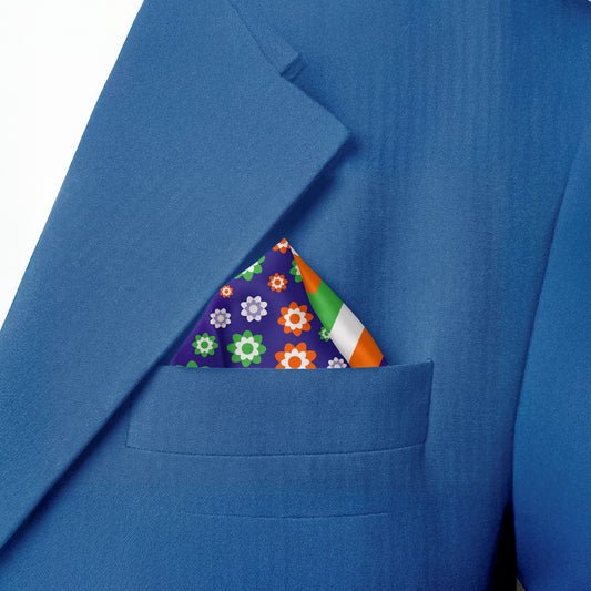 Floral Tricolour | Luv My India Bemberg Vegan Silk Pocket Square | Digital Print 33x33 CM Patriotic Premium Pocket Square