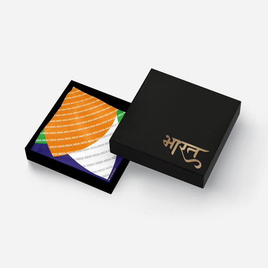 India Interwoven | Luv My India Bemberg Vegan Silk Pocket Square | Digital Print Orange 33x33 CM Patriotic Premium Pocket Square