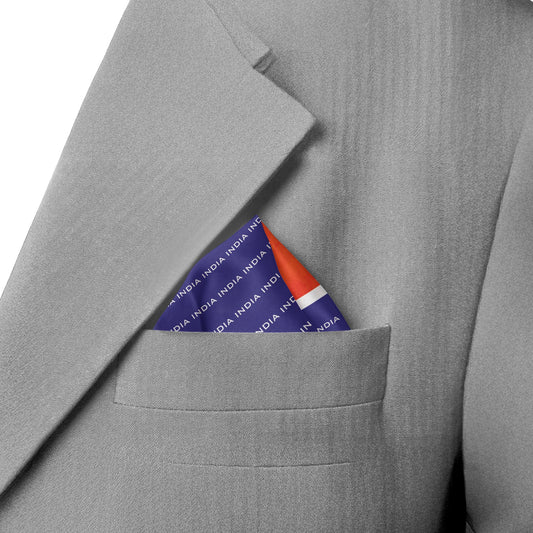 Tricolour Flow | Luv My India Bemberg Vegan Silk Pocket Square | Digital Print Orange 33x33 CM Patriotic Premium Pocket Square