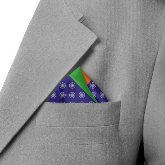 India Grid | Luv My India Bemberg Vegan Silk Pocket Square | Digital Print Orange 33x33 CM Patriotic Premium Pocket Square