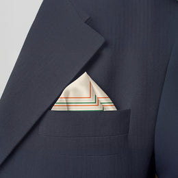 Tricolour Square-On-Square | Luv My India Light Yellow Patriotic Premium Bemberg Vegan Silk Pocket Square | Tiranga Inspired Digital Print 33x33 CM Pocket Square