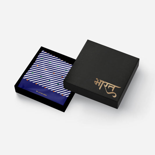 Blue Tricolour Dots | Luv My India Patriotic Premium Bemberg Vegan Silk Pocket Square | Tiranga Inspired Digital Print 33x33 CM Pocket Square