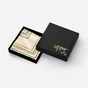 Tricolour Square-On-Square | Luv My India Light Yellow Patriotic Premium Bemberg Silk Pocket Square | Tiranga Inspired Digital Print 33x33 CM Pocket Square