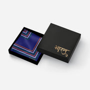Tricolour Square-On-Square | Luv My India Blue Patriotic Premium Bemberg Silk Pocket Square | Tiranga Inspired Digital Print 33x33 CM Pocket Square