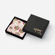 Pink Lotus Motifs | Luv My India Patriotic Premium Bemberg Silk Pocket Square | National Symbol Digital Print 33x33 CM Pocket Square