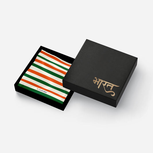 Waves Of Tricolour | Luv My India Patriotic Premium Bemberg Vegan Silk Pocket Square | Tiranga Inspired Digital Print 33x33 CM Pocket Square