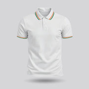 Tiranga / Tricolour | PCPQ Polo Neck Unisex T-Shirt | Pure Cotton Luv My India Fashion | Tricolour Stripe Patriotic T-Shirt