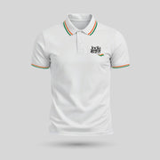 India Bharat Tiranga Flag | Tricolour PCPQ Polo Neck Unisex T-Shirt | Pure Cotton Luv My India Fashion | Tricolour Stripe Patriotic T-Shirt