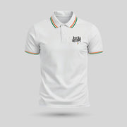 India Bharat Tiranga Stripe | Tricolour PCPQ Polo Neck Unisex T-Shirt | Pure Cotton Luv My India Fashion | Tricolour Stripe Patriotic T-Shirt