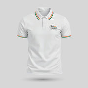 Jai Hind Tiranga Flag | Tricolour PCPQ Polo Neck Unisex T-Shirt | Pure Cotton Luv My India Fashion | Tricolour Stripe Patriotic T-Shirt