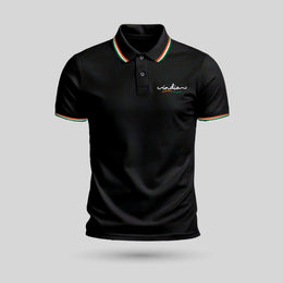 India | Tricolour PCPQ Polo Neck Unisex T-Shirt | Pure Cotton Luv My India Fashion | Tricolour Stripe Patriotic T-Shirt