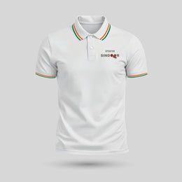Operation Sindoor | Tricolour PCPQ Polo Neck Unisex T-Shirt | Pure Cotton Luv My India Fashion | Tricolour Stripe Patriotic T-Shirt