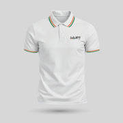 India Bharat | Tricolour PCPQ Polo Neck Unisex T-Shirt | Pure Cotton Luv My India Fashion | Tricolour Stripe Patriotic T-Shirt