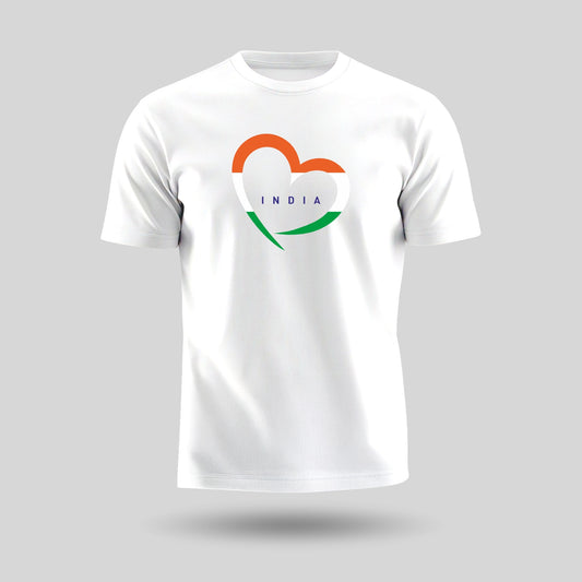 Love India | Round Neck Unisex T-Shirt | Pure Cotton Luv My India Fashion | Tiranga / Tricolour Patriotic T-Shirt