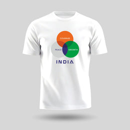 India: Peace, Growth, Courage | Round Neck Unisex T-Shirt | Pure Cotton Luv My India Fashion | Patriotic T-Shirt