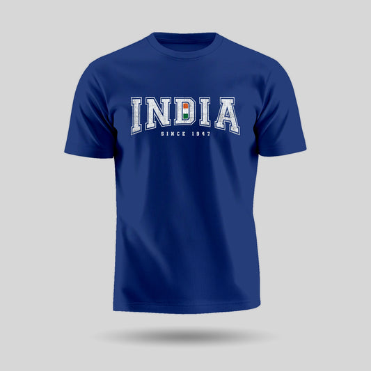 India 1947 | Round Neck Unisex T-Shirt | Pure Cotton Luv My India Fashion | Patriotic T-Shirt