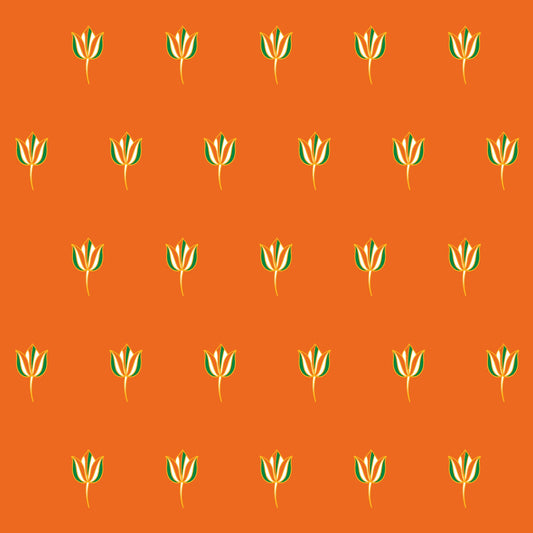 Lotus Motifs | Orange Modal Satin Saree | Luv My India Fashion | 550x115 CM | National Flower Digital Print | Elegant Patriotic Saree