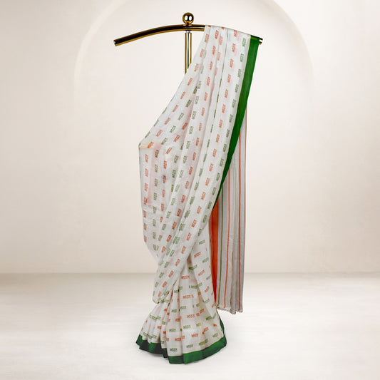 Bharat Pure Georgette Saree | Classic Tricolour Design