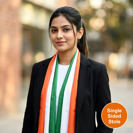 Classic Tricolour Modal Silk Stole | Unisex | Saffron, White & Green