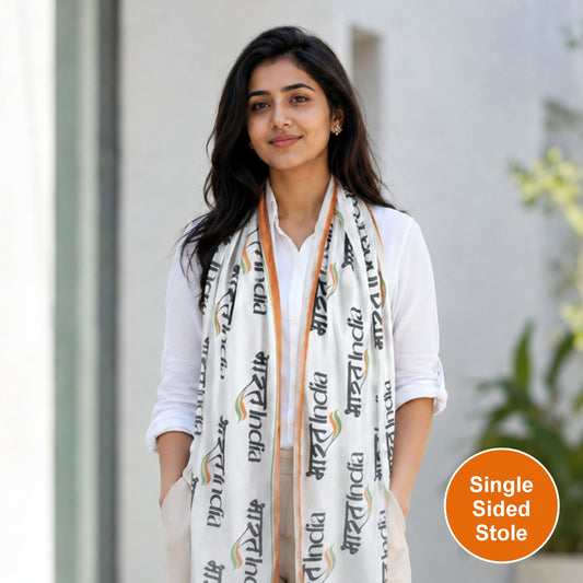 Bharat India Modal Silk Stole | Unisex | White