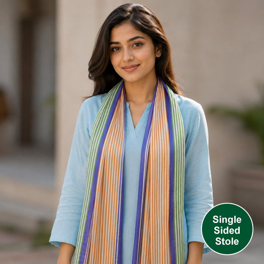 Tricolour Stripe Modal Silk Stole | Unisex