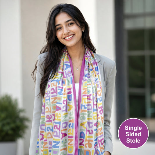 India Multicolour Modal Silk Stole | Unisex | Purple Border