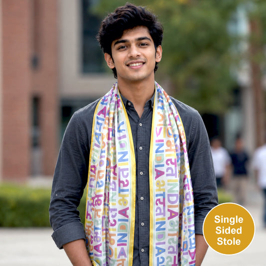 India Multicolour Modal Silk Stole | Unisex | Yellow Border