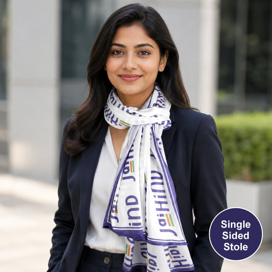 Jai Hind Modal Silk Stole | Unisex | White & Purple