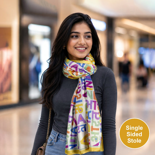 India Multicolour Modal Silk Stole | Unisex | Yellow Border