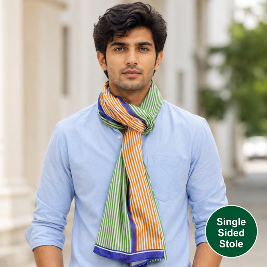 Tricolour Stripe Modal Silk Stole | Unisex