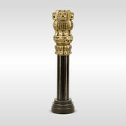 Wooden Ashok Stambh | Luv My India Patriotic 12 Inch Ashoka Pillar | Black And Golden Ashoka Stambh