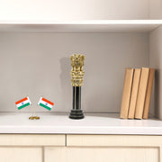 Gift Hamper | Gift Hamper For Corporate & Personal Gifting | 10 Inch Ashoka Stambh | India Tricolour Laptop Bag | I Love India Fridge Magnet | National Symbols Pocket Square and Scarf Combo | Bharat Since 1947 Paperweight | 6x4 Khadi Flag