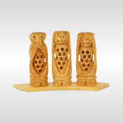Three Wise Monkeys | Luv My India Wooden Sculpture | 6x3.5 Inch Elegant Decor