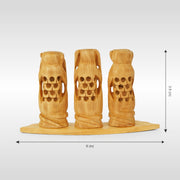 Three Wise Monkeys | Luv My India Wooden Sculpture | 6x3.5 Inch Elegant Decor