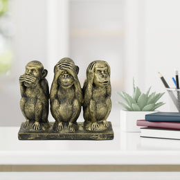 Three Wise Monkeys | Luv My India 4.75x4 Inch Elegant Decor Sculpture