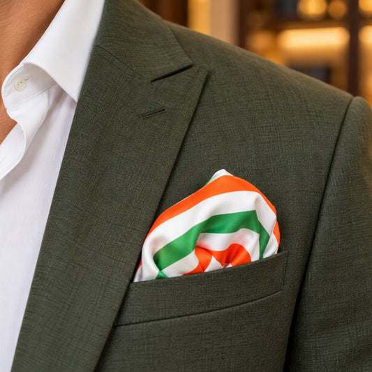 Tricolour Stripe | Premium Modal Silk Stole and Pocket Square Set