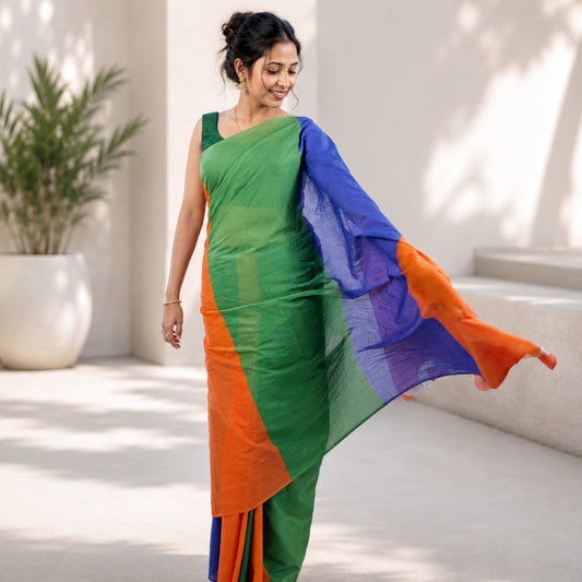 Bharat Typography Mulmul Cotton Saree