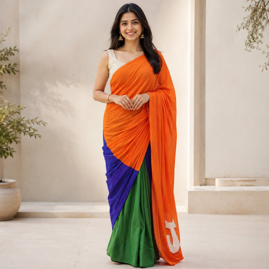 Jai Hind Saffron Pallu Mulmul Cotton Saree
