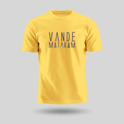 Vande Mataram | Patriotic Curated Combo | Round Neck Pure Cotton Yellow Unisex T-Shirt | Round Neck Pure Cotton Black Kids' T-Shirt | 2.5x2.5 CM Round Badges