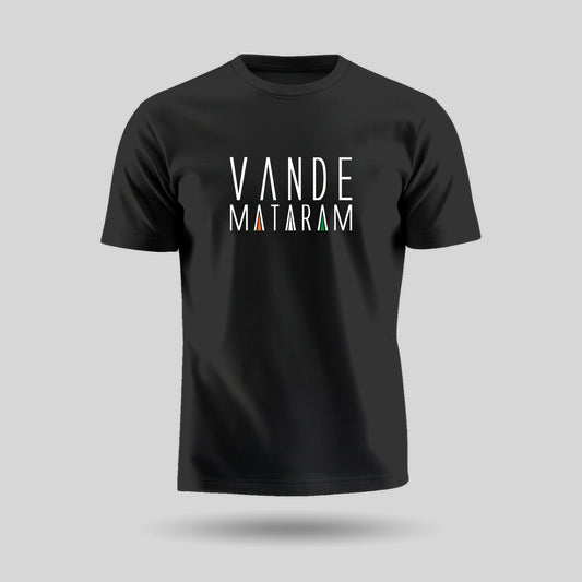 Vande Mataram | Patriotic Curated Combo | Round Neck Pure Cotton Black Unisex T-Shirt | Round Neck Pure Cotton White Kids' T-Shirt | 2.5x2.5 CM Round Badges