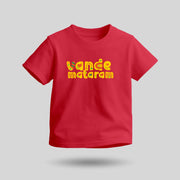 Vande Mataram | Patriotic Curated Combo | Round Neck Pure Cotton Blue Unisex T-Shirt | Round Neck Pure Cotton Red Kids' T-Shirt | 2.5x2.5 CM Round Badges